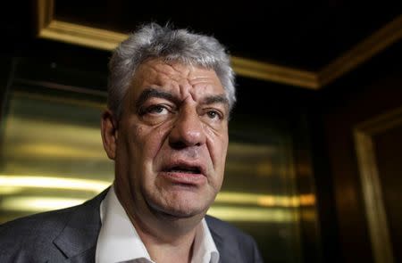 Economy Minister Mihai Tudose, Romania’s ruling Social Democrats pick to replace the prime minister they ousted last week, talks with media in Bucharest, Romania June 26, 2017. Inquam Photos/Octav Ganea/via REUTERS