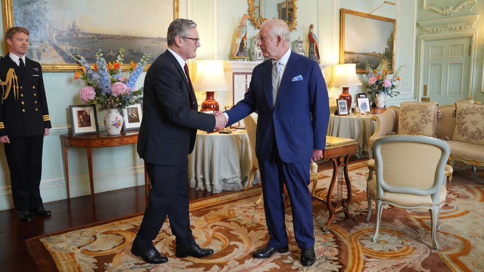 King Charles III welcomed Keir Starmer during an audience at Buckingham Palace. - Yui Mok/PA