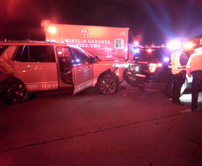 A Mifflin Township Fire Chief and a woman survived a high-speed crash on I-270 South, March 17, 2024. (Courtesy/City of Gahanna)