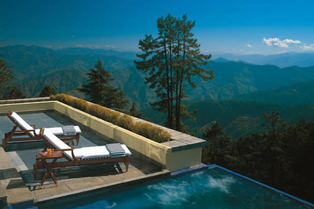 Wildflower Hall Himachal Pradesh - Wake up to the sweet smell of pine and cedar wafting through your suite, as the Himalayan monal chirps softly outside your window. Situated on a forested cliff, this refurbished colonial structure overlooks the snowcapped Pir Panjal range on one side and the mountains of Nanda Devi on the other. It’s one of those entirely romantic spots you can’t help falling for, where the suites come with four-poster beds, teakwood flooring and cosy fireplaces.