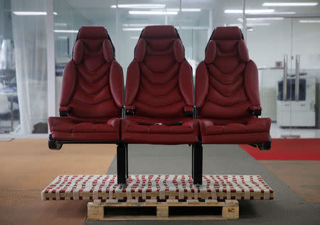 A view of Airgo's 3D printed prototype of their Orion long-haul aircraft seats at their manufacturing facility in Singapore October 7, 2016. REUTERS/Edgar Su