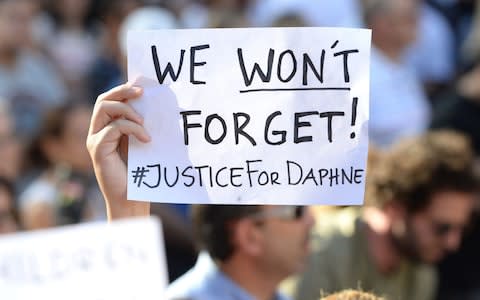 A rally calling for the killer of the journalist to be found, Valletta, Malta, October 2017 - Credit: AFP