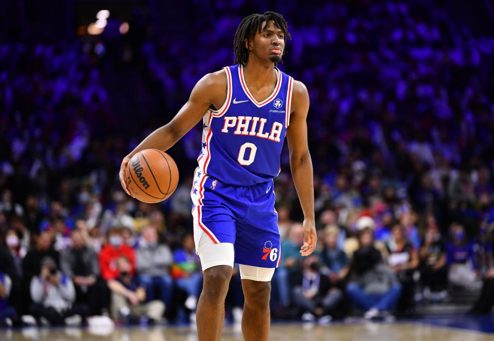 Tyrese Maxey is averaging 17.0 points, 4.6 assists and 3.4 rebounds per game this season as the Sixers' starting point guard.