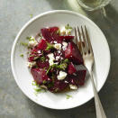 <p>The sweet, earthy flavor of beets shines alongside tangy feta and fresh dill in this easy Greek-inspired beet salad. If you don't have time to roast beets, look for precooked beets in the fresh produce section. <a href="https://www.eatingwell.com/recipe/270872/beet-salad-with-feta-dill/" rel="nofollow noopener" target="_blank" data-ylk="slk:View Recipe" class="link ">View Recipe</a></p>