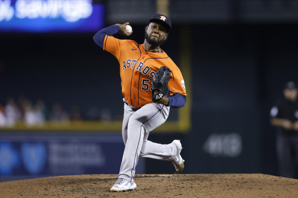 休士頓太空人Cristian Javier。（MLB Photo by Chris Coduto/Getty Images）