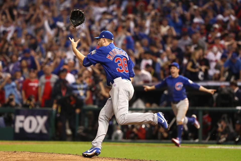 Mike Montgomery will forever be the pitcher on the mound when the Cubs broke the curse. (Getty Images)