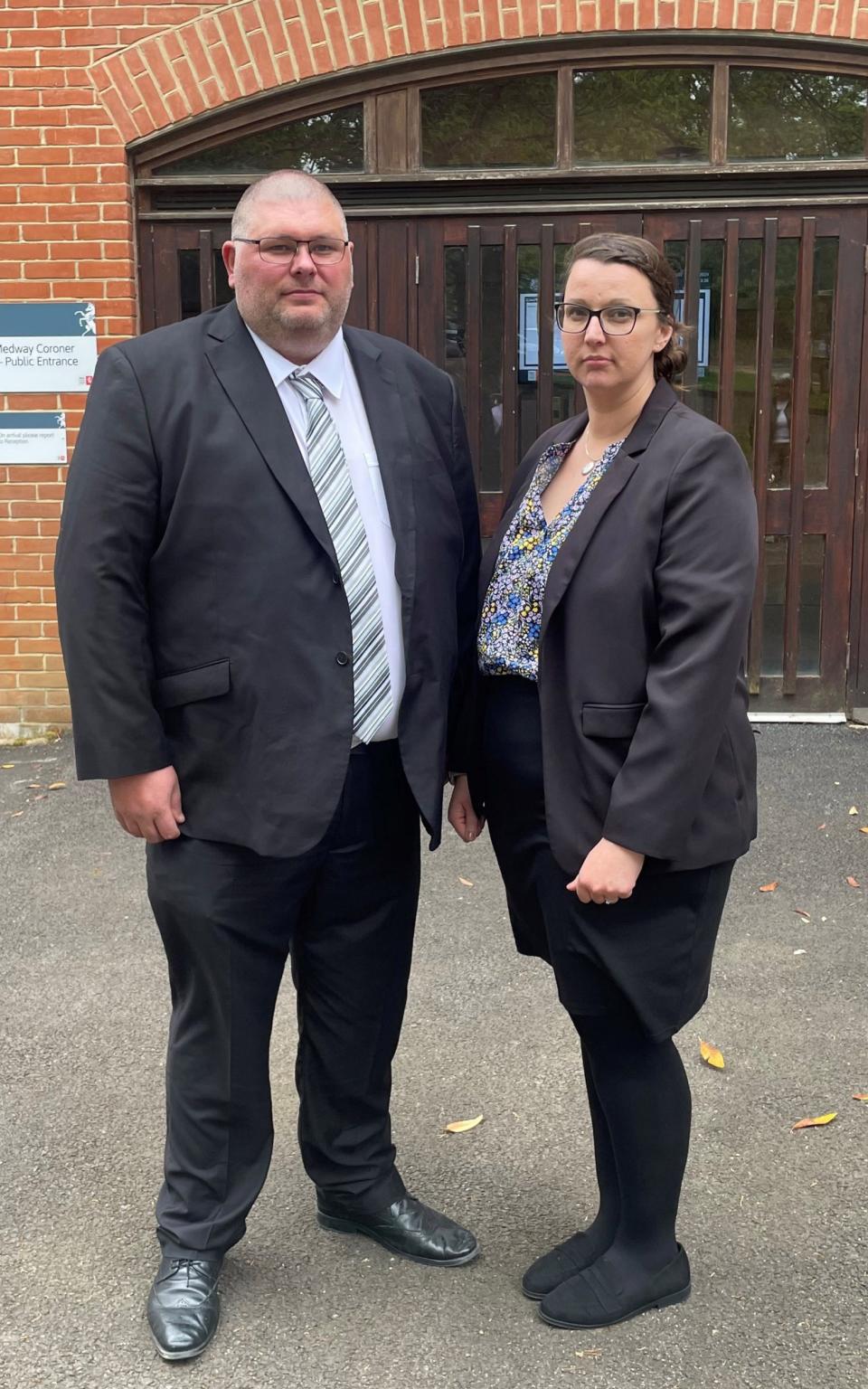 Lewis and Zoe Steeper, Oliver's parents, arriving for the inquest in Maidstone