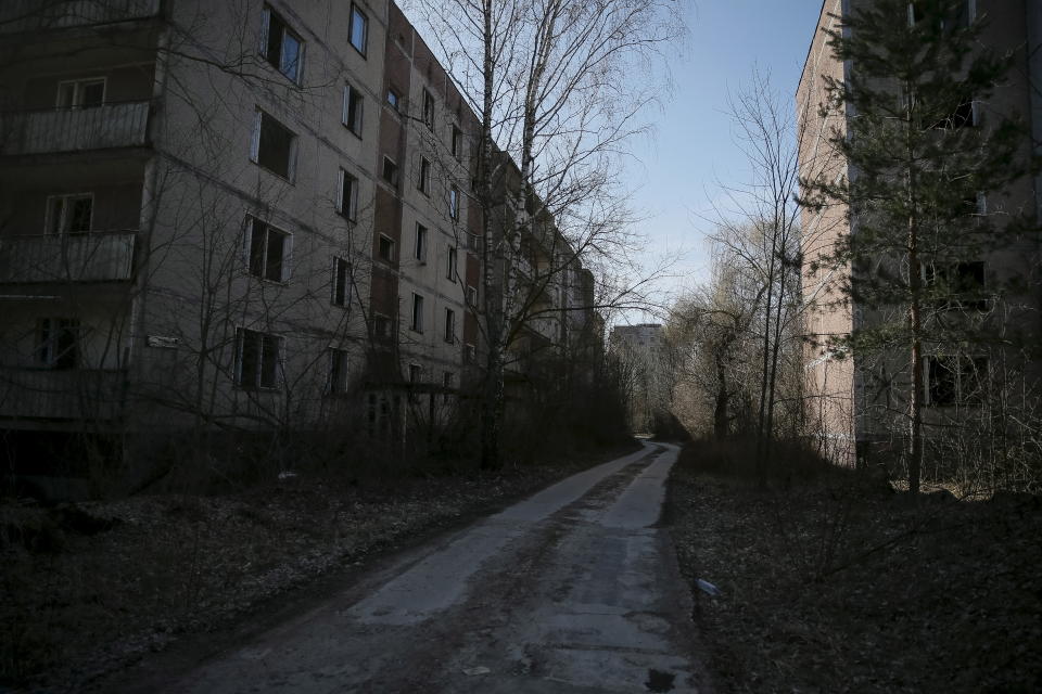 A view of the abandoned city of Pripyat is seen near the Chernobyl nuclear power plant in Ukraine March 28, 2016.  REUTERS/Gleb Garanich