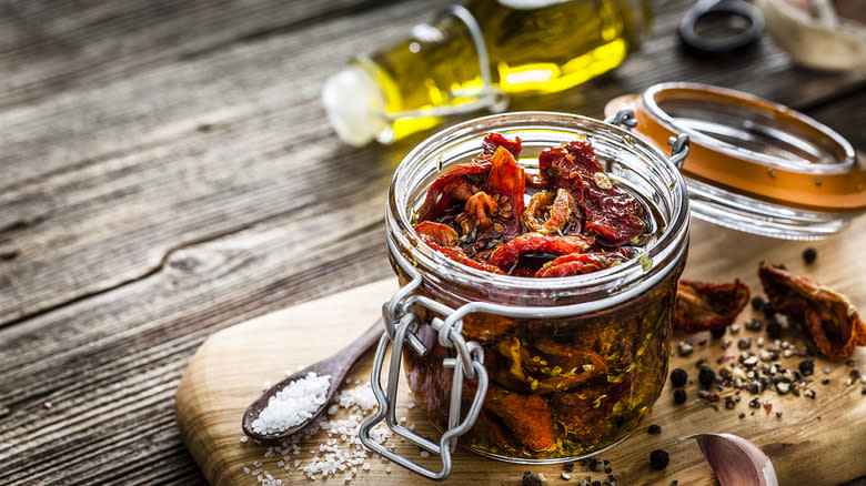 Jar of sun-dried tomatoes