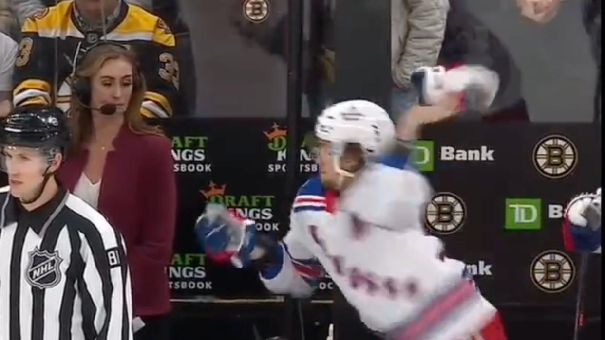 You don't see a glove toss between benches too often in the NHL.