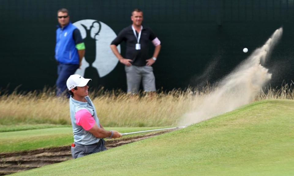 Rory McIlroy gets the better of this bunker at Royal Liverpool on his way to the 2014 Open title.