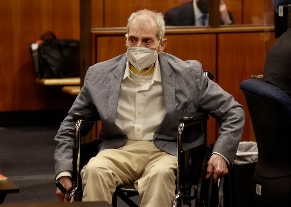 Robert Durst stares at the people in the courtroom during his trial for Susan Berman’s murder in September (Getty Images)