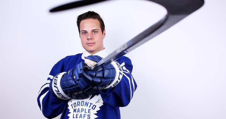 BUFFALO, NY - JUNE 24: Auston Matthews poses for a portrait after being selected first overall by the Toronto Maple Leafs in round one during the 2016 NHL Draft on June 24, 2016 in Buffalo, New York. (Photo by Jeffrey T. Barnes/Getty Images)