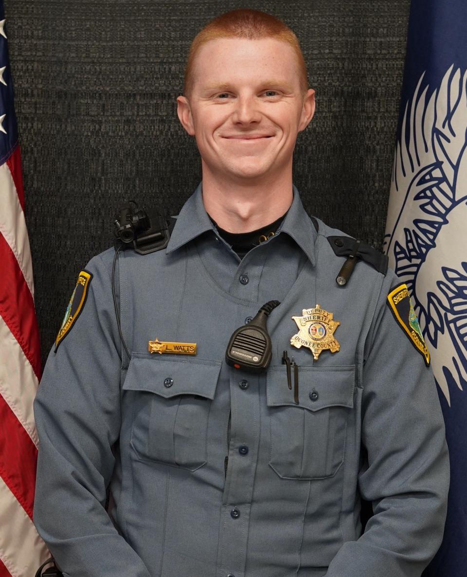 Oconee County Sheriff's deputy, Corporal Lucas Watts, was injured in a shooting Nov. 16.