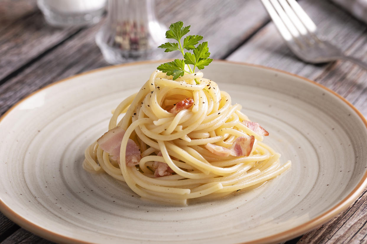 Spaghetti Carbonara auf einem Teller