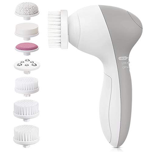 Facial Cleansing Brush [Newest 2020], PIXNOR Waterproof Face Spin Brush with 7 Brush Heads for Deep Cleansing, Facial Brush for Gentle Exfoliating, Removing Blackhead, Massaging (Amazon / Amazon)