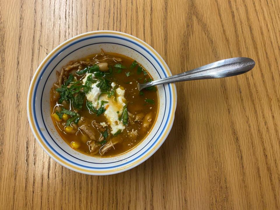 The youth community cookbook includes recipes such as caribou stew, shepherds pie and hamburger soup.