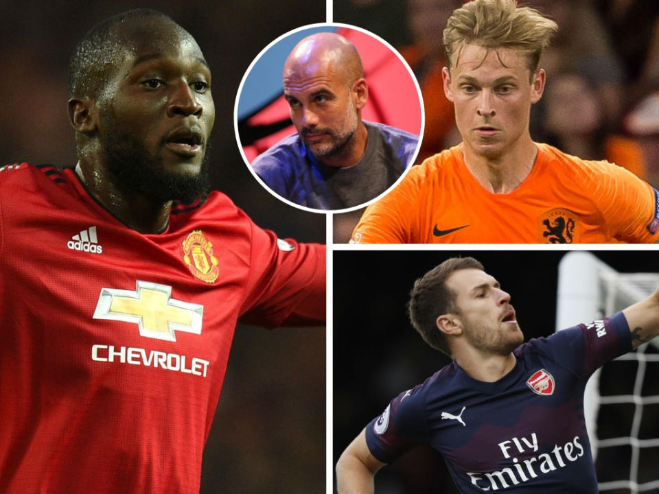 (Clockwise l-r) Romelu Lukaku, Pep Guardiola, Frenkie de Jong, Aaron Ramsey.