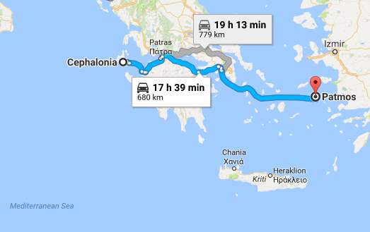 Going places: the journey from Kefalonia to Patmos, as recommended by Google (Google)