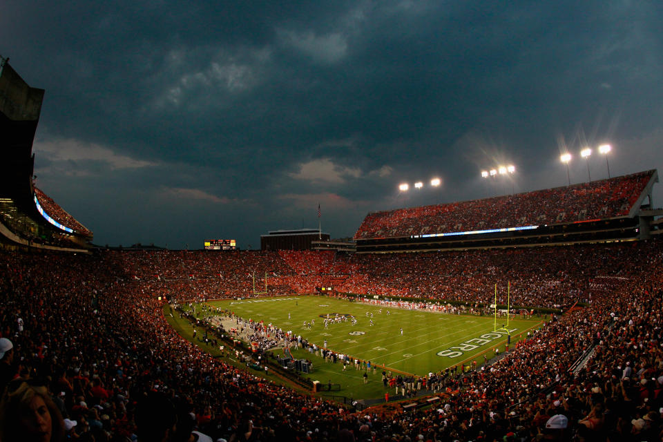 AUBURN, AL - SEPTEMBER 18:  A general view of Jordan-Hare Stadium during the game between the Auburn Tigers and the Clemson Tigers at Jordan-Hare Stadium on September 18, 2010 in Auburn, Alabama.  (Photo by Kevin C. Cox/Getty Images)