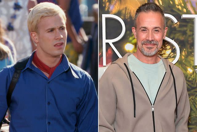 Hannah Barbera Prods/Atlas/Kobal/Shutterstock; Charley Gallay/Getty for Netflix Freddie Prinze Jr. in Scooby-Doo and now