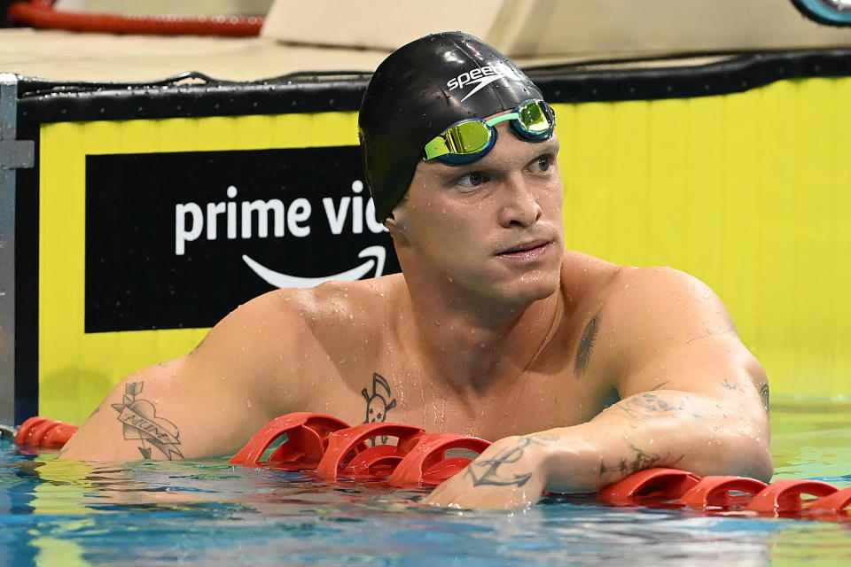 Cody Simpson, pictured here after the 100m butterfly final at the Australian Swimming Championships.