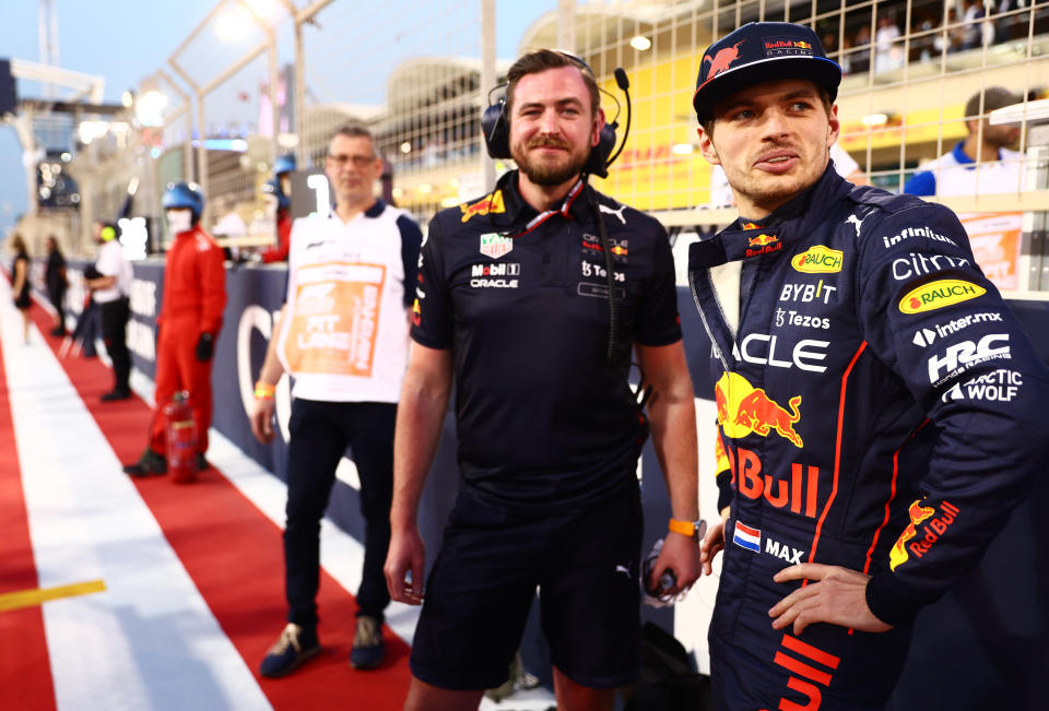 Pictured here, Max Verstappen and his Red Bull team before the season-opening Bahrain GP.