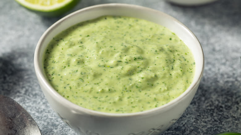 Green dip in bowl