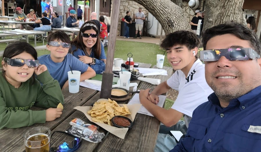 Watching the eclipse from Driftwood, Texas, on April 8. (Courtesy: Alfonso Garcia)