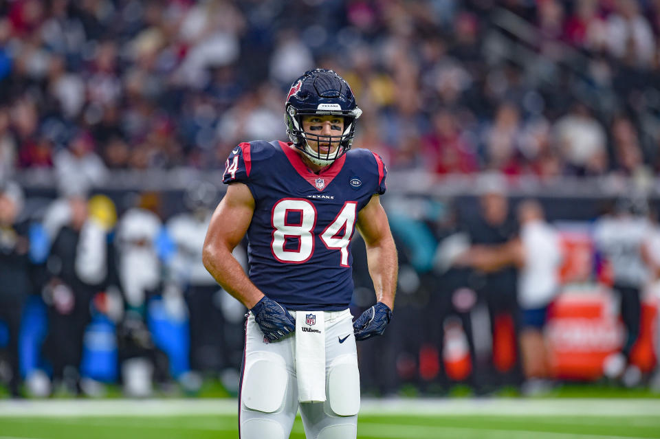 HOUSTON, TX - DECEMBER 30: Houston Texans tight end Ryan Griffin (84) looks over to the sideline during the football game between the Jacksonville Jaguars and Houston Texans on December 30, 2018 at NRG Stadium in Houston, Texas. (Photo by Daniel Dunn/Icon Sportswire via Getty Images)