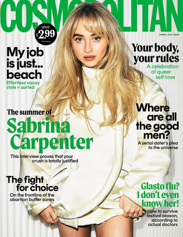 <p>Brendan Wixted/Cosmopolitan UK</p> Sabrina Carpenter on the cover of Cosmopolitan UK