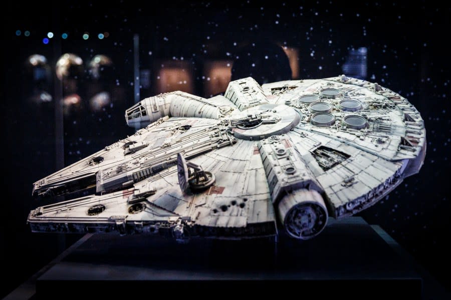 An original model of the Millennium Falcon is displayed at the Star Wars Identities exhibition at The O2 Arena on November 11, 2016 in London, England. Star Wars Identities is a brand new exhibition opening at The O2 on 18th of November 2016.  (Photo by Tristan Fewings/Getty Images)