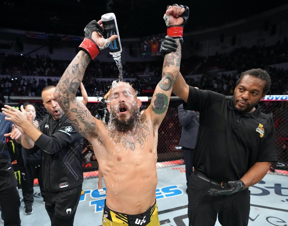 Chito Vera celebrates his UFC win.