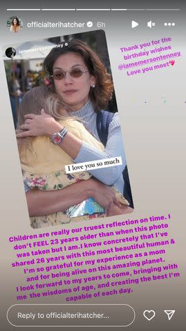 <p>Teri Hatcher/Instagram</p> Terri Hatcher thanks her daughter Emerson for the birthday wishes