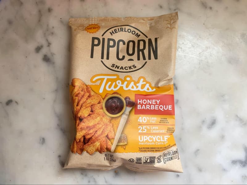 Pipcorn Honey BBQ Twists on marble counter