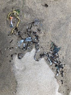 Microplastics on a beach in Vietnam