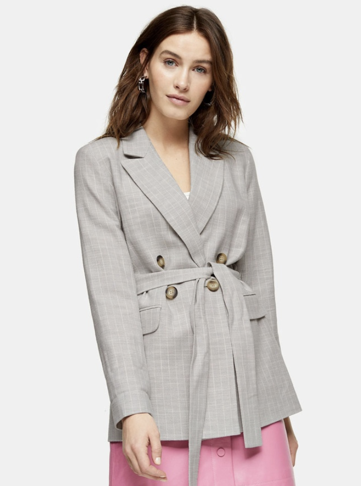 Topshop Grey Belted Blazer. (PHOTO: Zalora)