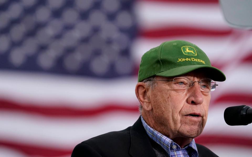 Chuck Grassley at a rally for Donald Trump last Thursday - AP Photo/Charlie Neibergall