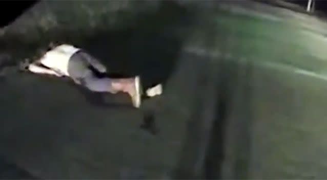 The distressing footage shows the man laying on the sidewalk after the shooting. Source: Supplied.