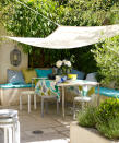 <p> A simple fabric sail or canopy creates shade wherever needed, and choosing a bright color and pattern will make it a feature in a large garden, too.&#xA0; </p> <p> Outdoor fabrics have the benefit of being shower-proof, and stain, UV and fade-resistant, but an improvised shade in a sturdy interiors fabric will stand up to occasional use, too.&#xA0; </p>