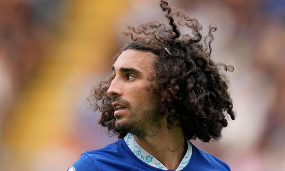 Marc Cucurella’s locks in full flow.