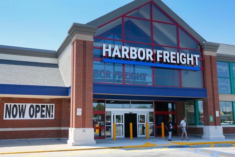 Shoppers are seen exiting the newly opened Harbor Freight Tools on Berdon Way in Fairhaven