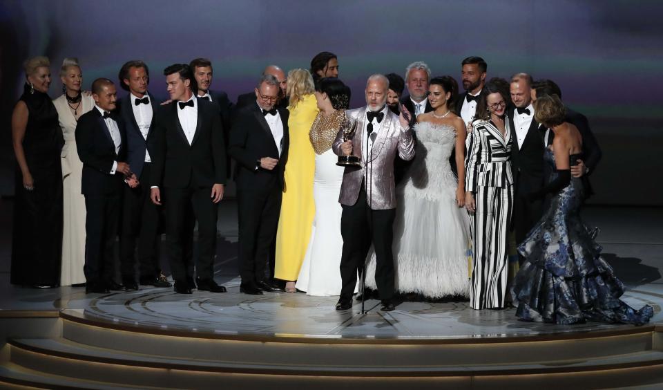 Ryan Murphy for <i>The Assassination Of Gianni Versace: American Crime Story</i> wins the Emmy for Outstanding Limited series. REUTERS/Mario Anzuoni