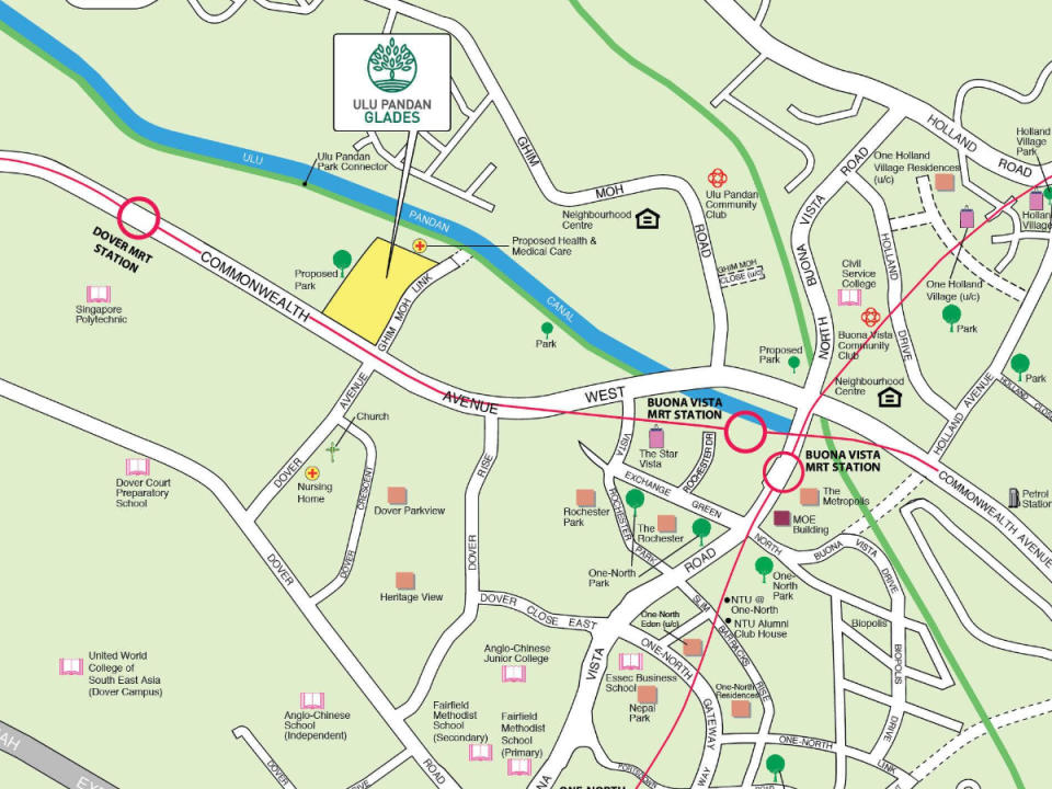 Location of Ulu Pandan Glades Feb 2023 BTO Queenstown flats, bounded by Ghim Moh Link and Commonwealth Avenue West. Source: <a href="https://homes.hdb.gov.sg/home/bto/details/2023-02_BTO_UVRfTjhDMV8xNjc1Mzg3MzQwOTIx" rel="nofollow noopener" target="_blank" data-ylk="slk:HDB;elm:context_link;itc:0;sec:content-canvas" class="link ">HDB</a>