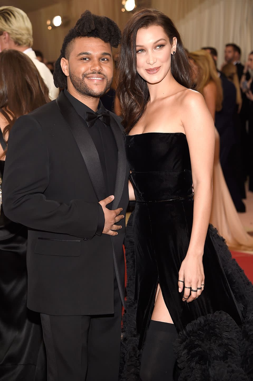 <p>After their rollercoaster romance reportedly came to an end in late 2019, The Weeknd released "Save Your Tears" not too long after. The lyrics ("I saw you dancing in a crowded room / You look so happy when I'm not with you") are rumored to be about his <a href="https://www.youtube.com/watch?v=941UZiIMaXo" rel="nofollow noopener" target="_blank" data-ylk="slk:run-in with Bella at a nightclub;elm:context_link;itc:0;sec:content-canvas" class="link ">run-in with Bella at a nightclub</a> just days after their breakup — one which ended with the model leaving in tears. </p>