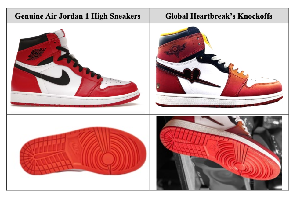 Nike, Air Jordan 1 High, Global Heartbreak, Naadier Riles, lawsuit, trademark infringement