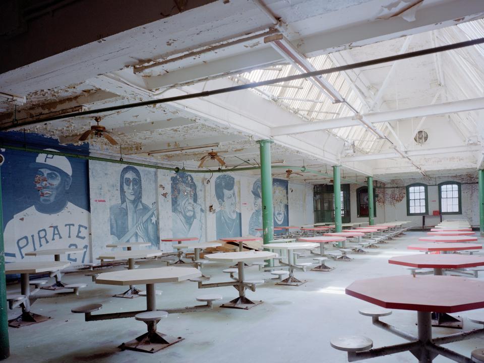 the abandoned and crumbling dining hall at eastern state penitentiary