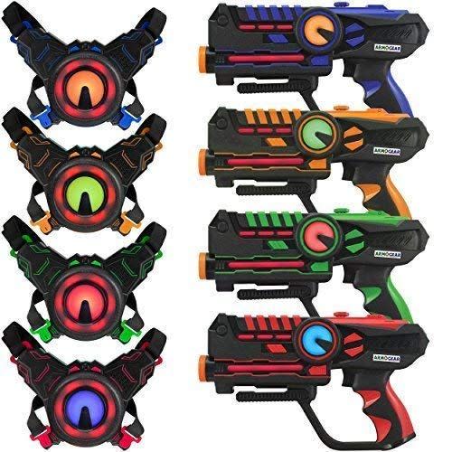 31) ArmoGear Laser Tag – Laser Tag Guns with Vests Set of 4 – Multi Player Lazer Tag Set for Kids Toy for Teen Boys & Girls – Outdoor Game for Kids, Adults and Family – Ages 8+