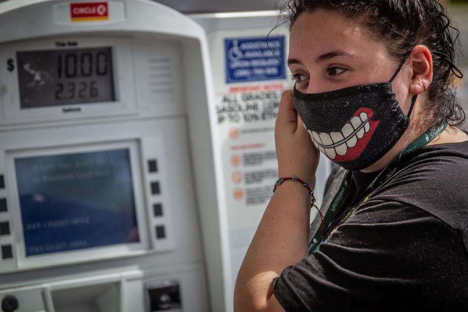 Jessica Perez puts ten dollars of gas in her Toyota at the Circle K gas station and convenience store on Indiantown Road just west of Alternate Highway A1A in Jupiter.