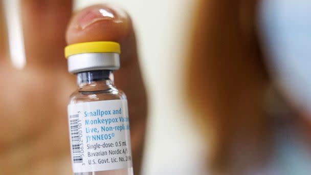 PHOTO: A health worker handles a vial of the Bavarian Nordic A/S Jynneos monkeypox vaccine at the Calit Medical Center in Tel Aviv, Israel, July 31, 2022.  (Bloomberg via Getty Images)